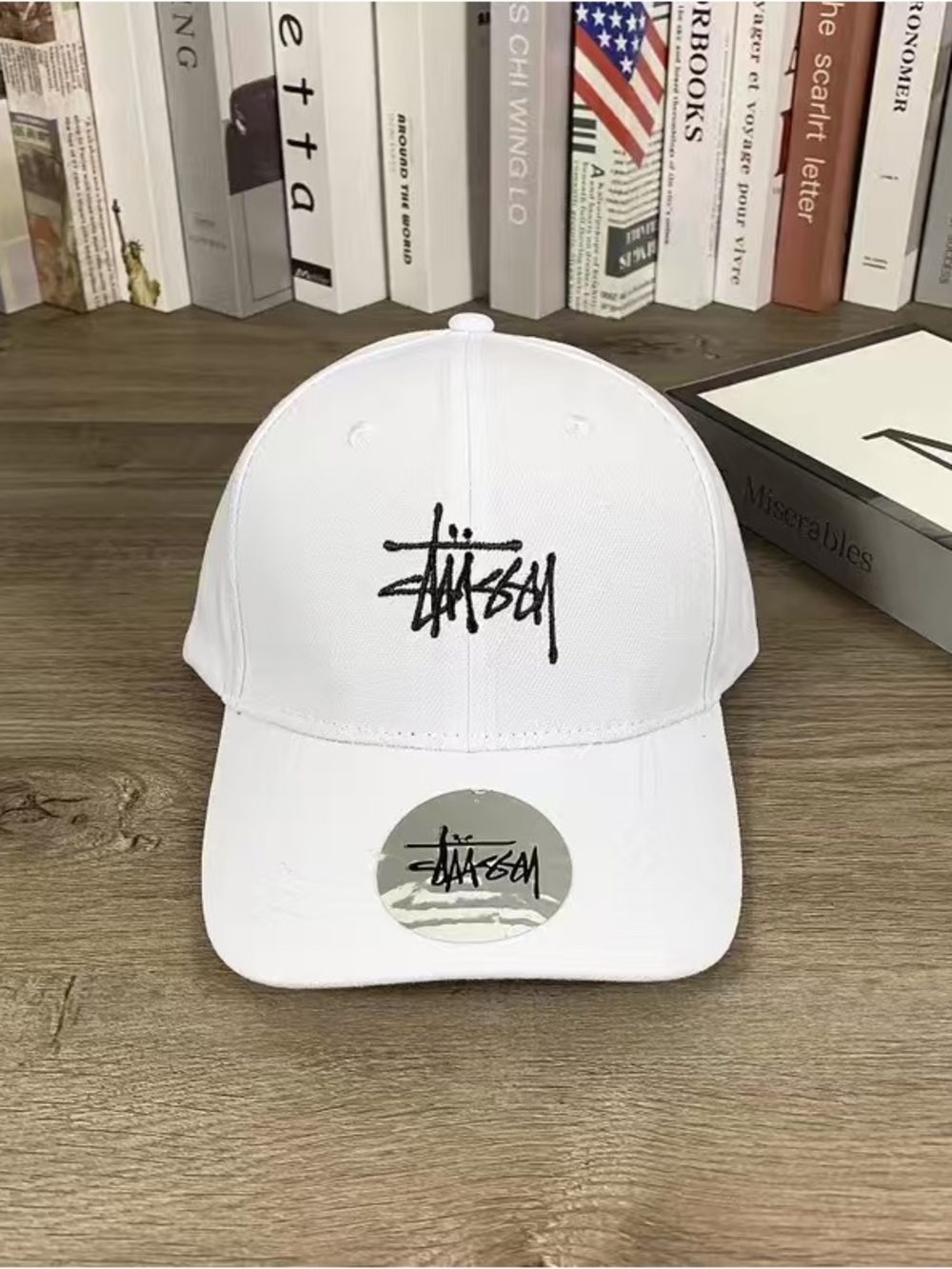 Stussy White Baseball Cap with Black Logo